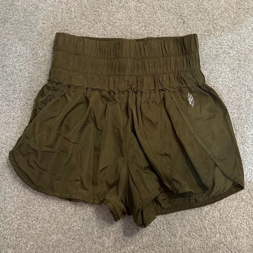 Free People Athletic Shorts Green Metallic